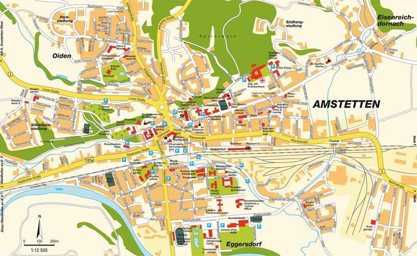 mapa amstetten rakousko