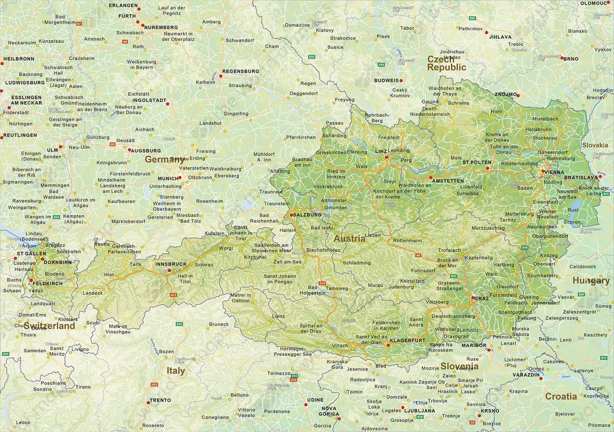 mapa bruck, rakousko