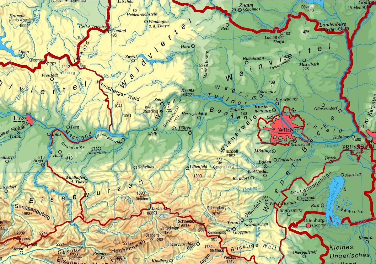 mapa dolního rakouska