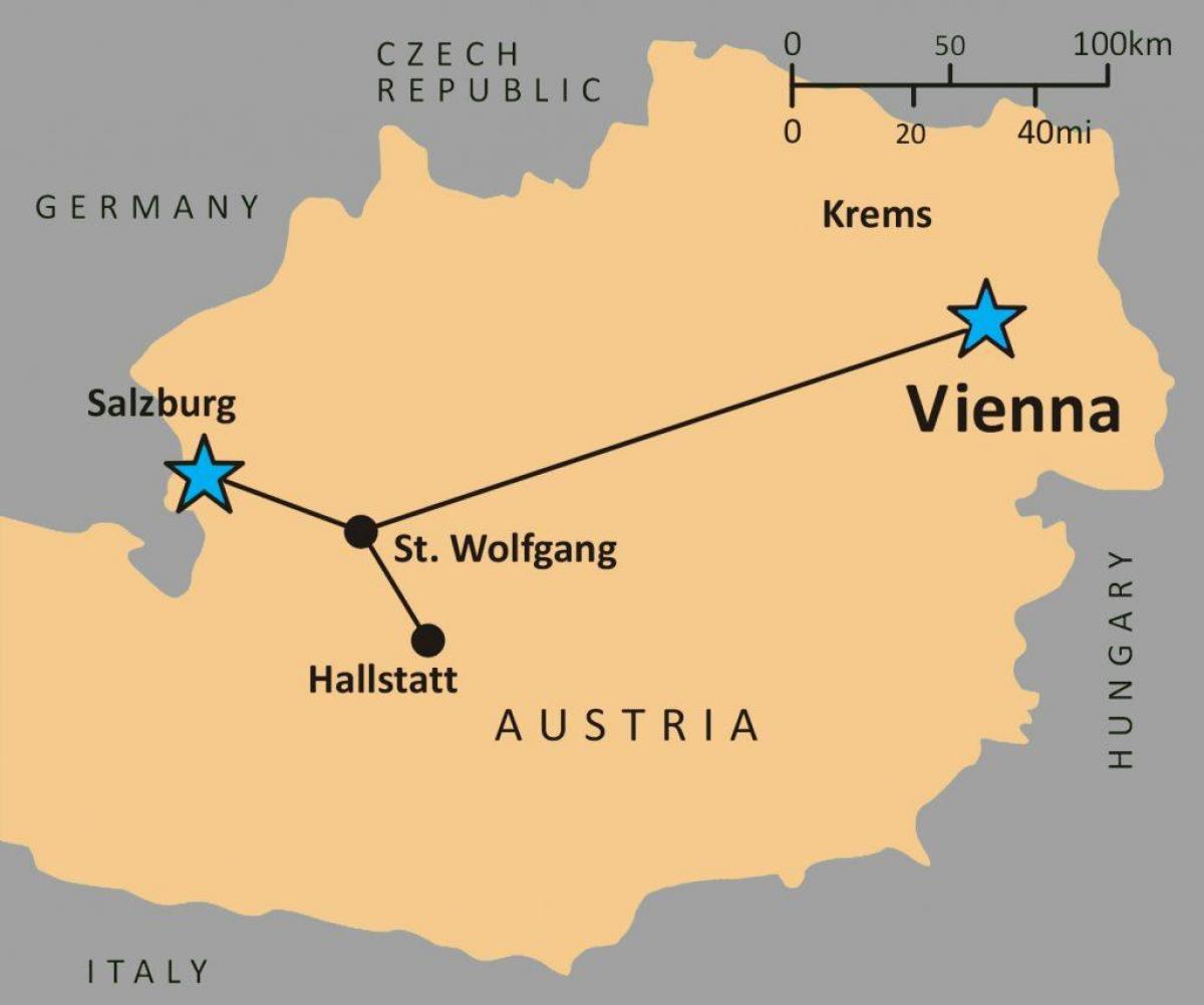 mapa hallstatt rakousko 
