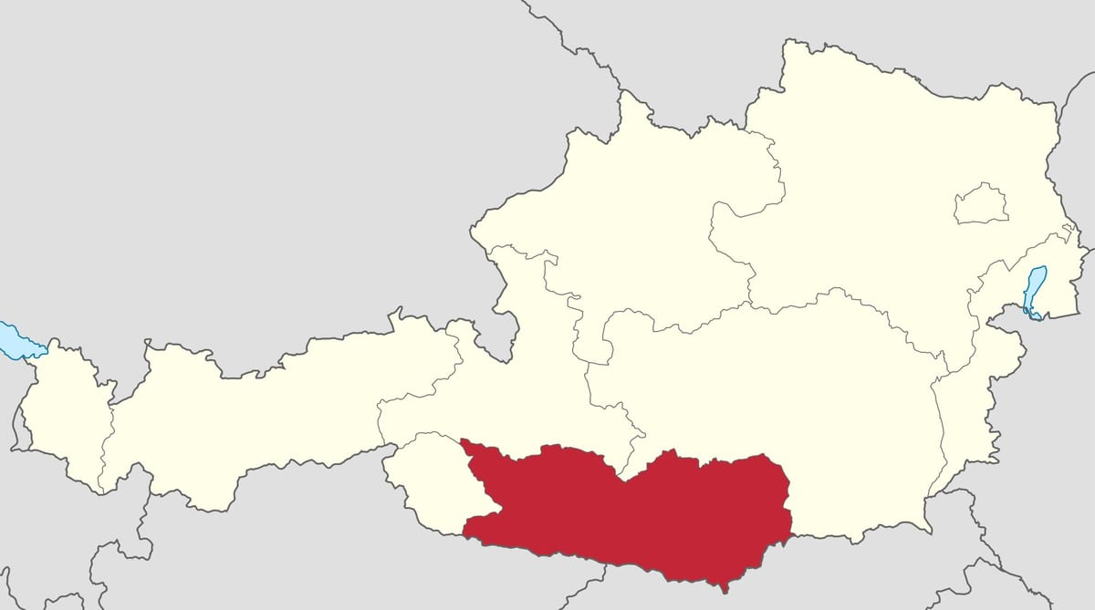 mapa karnten, rakousko 