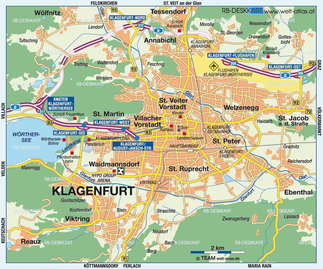 mapa klagenfurt rakousko