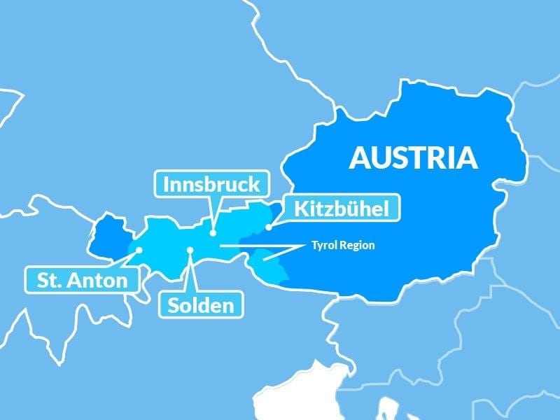 mapa mapa tyrolska rakousko