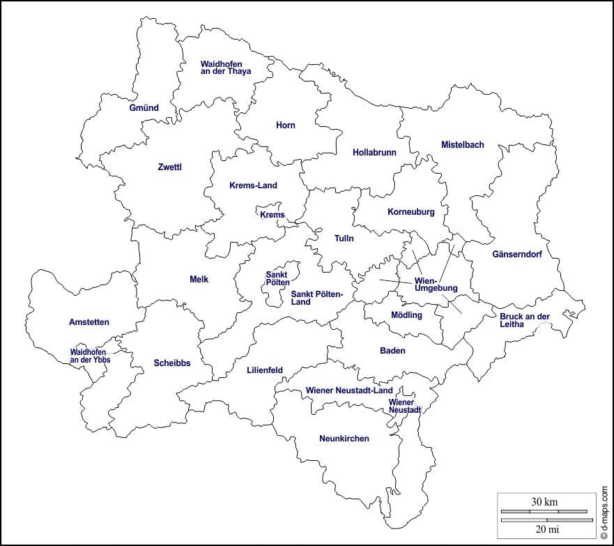 mapa modling rakousko