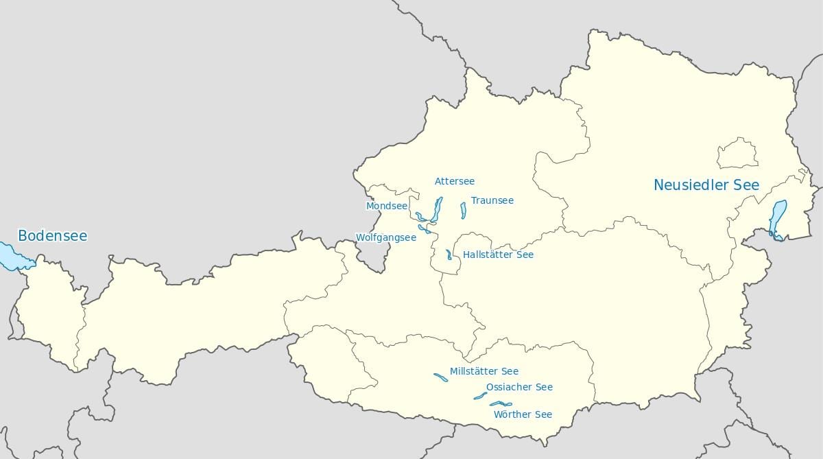 mapa rakouských jezer