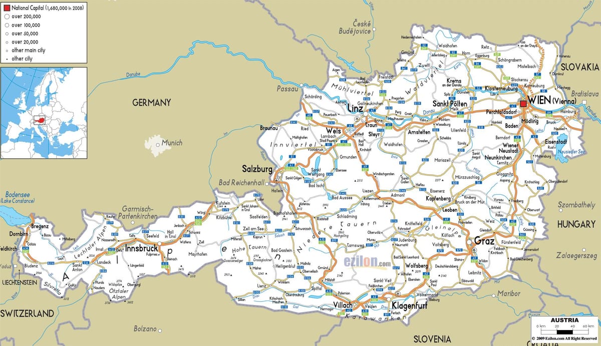 mapa rakouské trasy