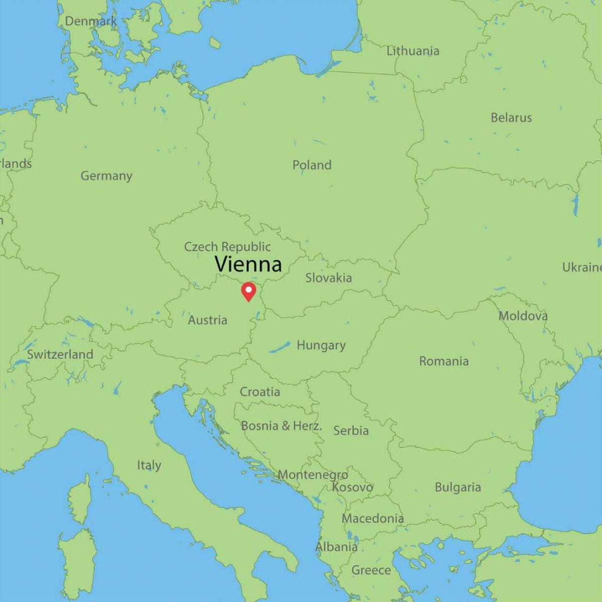 rakousko země na mapě světa