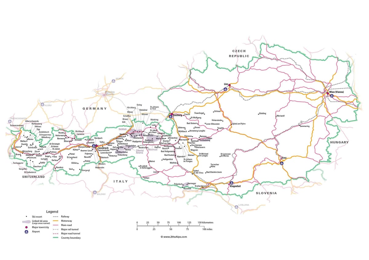 mapa rakousko dálniční známku