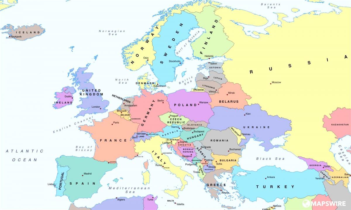 mapa evropy ukazuje, rakousko