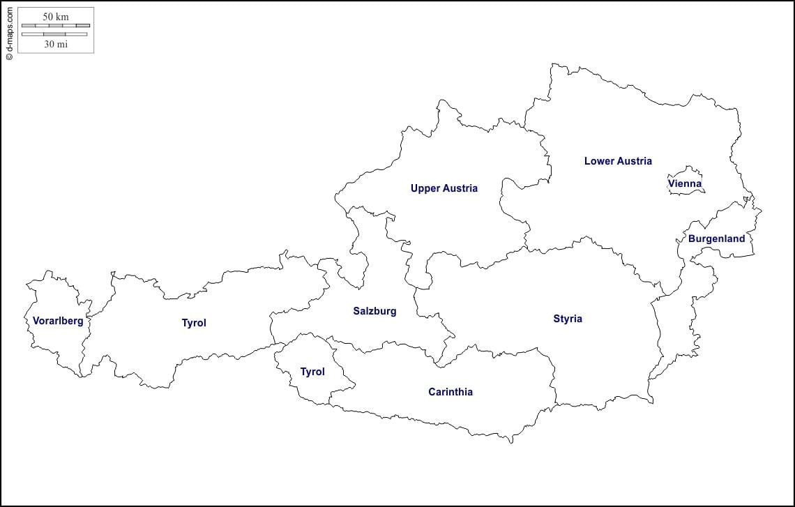 slepá mapa rakouska