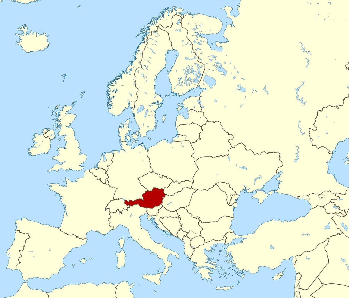 mapa světa ukazuje, rakousko