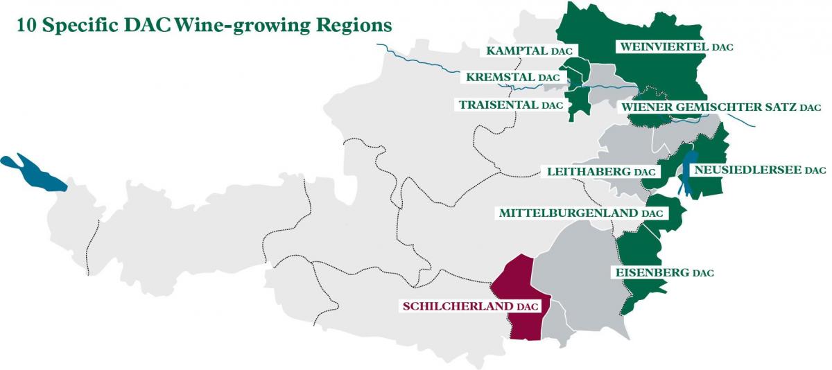 rakouských vinařských oblastí mapě