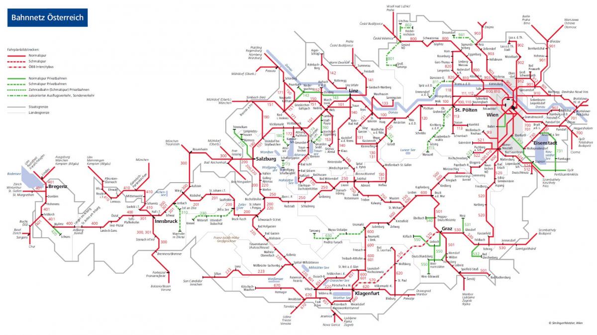 öbb rakouské železniční mapě