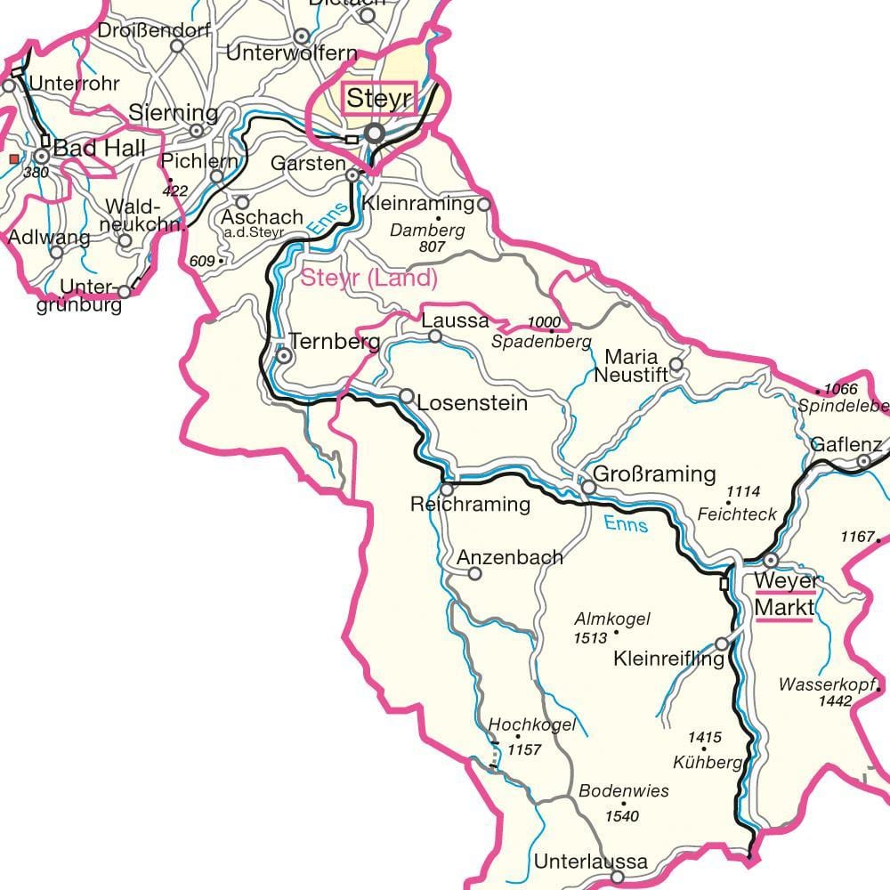 mapa steyr rakousko 
