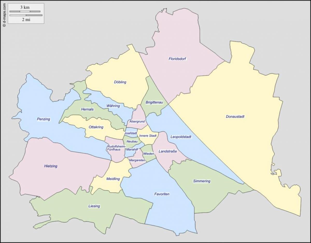 mapa vídeň rakousko district 