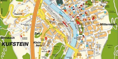 Mapa kufstein, rakousko