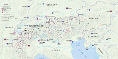 Mapa rakousko lyžařská střediska letišť