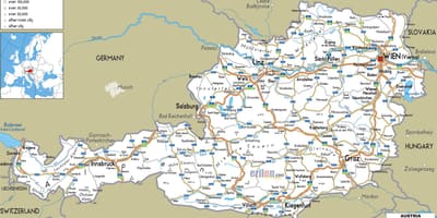 Podrobná mapa rakouska s městy