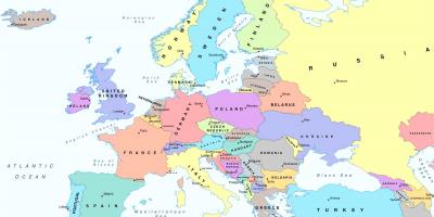 Mapa evropy ukazuje, rakousko
