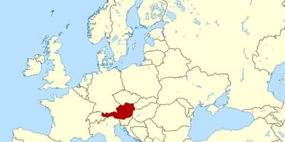 Mapa světa ukazuje, rakousko