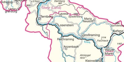 Mapa steyr rakousko 